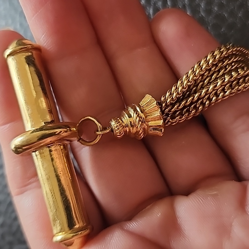 VTG Gold Tassel Brooch - Picture 3 of 7